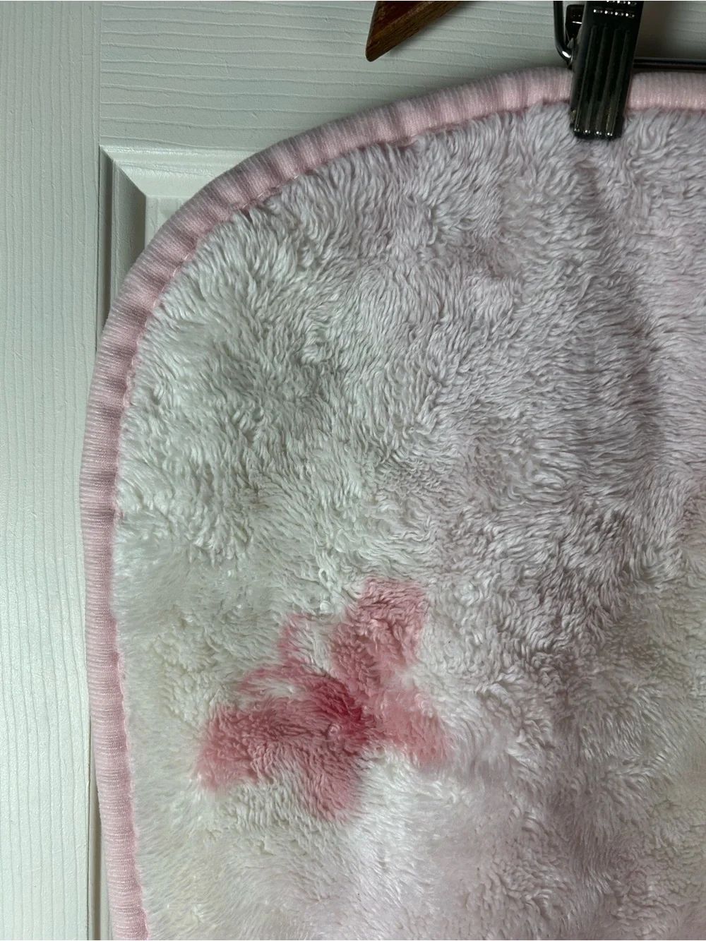 Vintage Carter's Pink White Bunny Rabbit Baby Blanket Throw Butterfly Flower